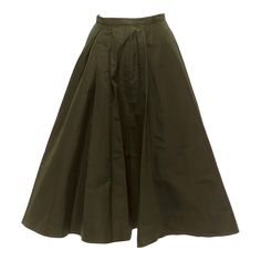 ROCHAS dark green bias cut nylon A-line safari midi skirt IT38 XS Reference: SNKO/A00323 Brand: Rochas Material: Polyester Color: Green Pattern: Solid Closure: Zip Lining: Green Fabric Extra Details: Back zip detail. Made in: Italy CONDITION: Condition: Very good, this item was pre-owned and is in very good condition. Please refer to image gallery for thorough condition check. Minor yellowing on top of inside of waistband. Comes with: Style code present (Generic) SIZING Designer size: IT38 Size Zip Lining, Green Pattern, Green Fabric, Image Gallery, A Line Skirts, Dark Green, Midi Skirt, A Line, Fashion Outfits