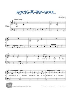 sheet music with the words rock - a - my - soul on it