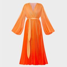 New With Tags. Yellow Evening Kaftan, Long Sleeve Beachwear Kaftan For Party, Yellow Summer Party Kaftan, Summer Silk Wrap Kaftan, Summer Evening Kaftan With Kimono Sleeves, Orange Kaftan For Spring Beach Cover-up, Evening Kaftan With Kimono Sleeves For Summer, Orange Long Sleeve Spring Kaftan, Orange Long Sleeve Kaftan For Spring