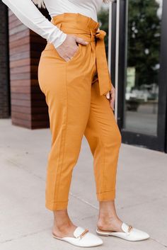 Paperbag Belt High Waist Straight Leg Pants Babydoll Tank Top, Straight Cut Pants, Paperbag Pants, Harem Pants Women, Stylish Pants, Estilo Chic, Pant Length, Classic Chic, Women Pants Casual