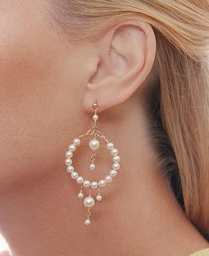 Pearl Hoop Earring Cream Pearl Earrings Beaded Hoop Earring | Etsy Elegant Hoop Beaded Earrings For Pierced Ears, Elegant Hoop Beaded Earrings, Elegant Small Hoop Beaded Single Earring, Elegant Handmade Hoop Beaded Earrings, Handmade Elegant Hoop Chandelier Earrings, Elegant Small Hoop Beaded Earrings, Elegant Beaded Hoop Earrings, Elegant Beaded Round Hoop Earrings, Elegant Small Hoop Jewelry With Dangling Beads