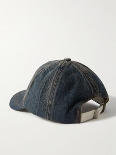 Acne Studios' 'Carliy Delta' baseball cap is made from denim that's washed and treated for a vintage look. It's detailed with a logo-embossed rubber appliqué at the front and has an adjustable back tab. Matrix Logo, Denim Cap, Denim Baseball Cap, Acne Shop, Cap For Men, Summer Sunglasses, Cap Men, Baseball Caps Mens, Fine Jewelry Designers