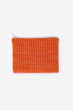 Deadstock Raffia Pouch (various colors)-WORM Tote Organization, Crochet Fashion, Zipper Pouch, Paper Goods, Apparel Accessories, Pink And Orange, Two Tone, Bath And Body, Pouch