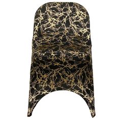 a black and gold patterned chair on a white background