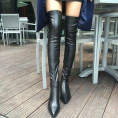 Pretty High-heeled Boots Women's Fashion High Boots PU Female Knee Boots Hot SFE003 · Mileg · Online Store Powered by Storenvy Pretty High Heels, Black Over The Knee Boots, Women's Motorcycle Boots, Cheap Boots, Pointed Toe Boots, Slip On Boots, Boots Women Fashion, Black Boots Women, Women Boots