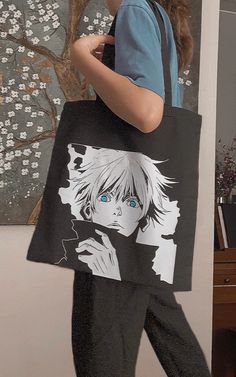 Gojo/jujutsu Kaisen/ Tote Bag | Etsy Black Rectangular Bag With Anime Print, Anime Style Black Bags For Everyday Use, Anime Style Black School Bag, Anime Print Bags For Everyday Use, Black School Bags With Anime Print, Harajuku Style Bags With Anime Print For Daily Use, Anime Print Bags For Cosplay, Black Themed Bag With Character Print, Themed Black Bag With Character Print