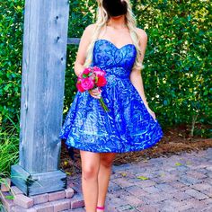 Royal/Teal, Strapless, Unaltered, Full Sequins! Gorgeous! Pictures Do Not Do It Justice! Teal Homecoming Dresses, Homecoming Dress, Homecoming Dresses, Homecoming, Do It, Color Blue, Prom Dresses, Prom, Size 6