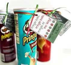 three frozen drinks with price tags attached to them