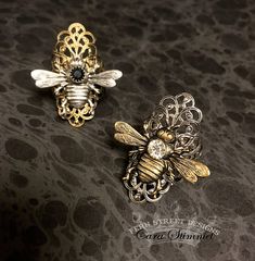 Bee Ring Filigree Ring Bee Jewelry Statement Ring Gift for Steampunk Bracelet, Full Finger Rings, Dragonfly Bracelet, Bee Ring, Wrought Iron Gates, Bee Jewelry, Engagement Sets, Brass Band, Iron Gates