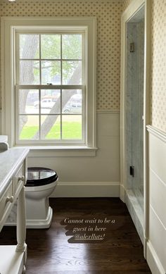 a white toilet sitting next to a window in a bathroom