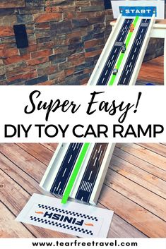 the diy toy car ramp with instructions to make it easy and fun for kids