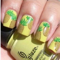 summer pineapples P Is For Pineapple, Nails After Acrylics, Pineapple Nails, Minimalist Nail Art, Beautiful Nail Designs, China Glaze