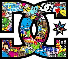 the letter o is made up of many different types of stickers and logos on it