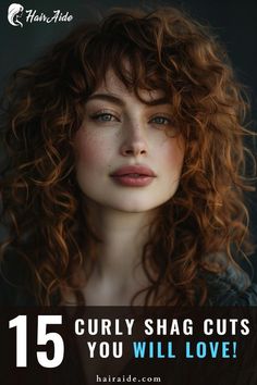 Have naturally curly hair and are looking for shaggy haircuts to wear? Check out these stunning curly shag hairstyles! Layered Curly Hair With Bangs, Long Wavy Shag Haircut, Shaggy Haircuts Long Hair, Curly Shag Hairstyles, Wavy Shag Haircut, Kid Yoga Poses, Shaggy Curly Hair, Hair Designs For Girls, Wavy Shag