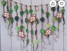 monkey themed garland with green leaves and vines