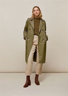 Trench Coat Outfit Spring, Olive Trench Coat, Trenchcoat Outfit, Khaki Coat, Khaki Trench, Khaki Trench Coat