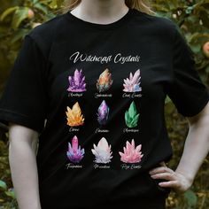 "Our \"Witchcraft Crystals\" T-shirt is a must-have for lovers of Witchcraft, Crystals, Magic and Witchy aesthetic. 💎🔮 👉 SPECIFICATIONS * 100% ring-spun cotton * DTG printing * Fabric weight: 4.5 oz/yd² (153 g/m²) * Regular fit * Unisex size 📏 SIZE GUIDE * Sizes available from S to 2XL * Our T-shirts are REGULAR FIT and UNISEX size. To achieve an OVERSIZED T-shirt look, it's recommended to take 1 SIZE UP. *Check the size chart image to make sure you choose the right size* 🌎 SHIPPING We work with a print-on-demand company with management centers all over the world. It takes between 2 and 5 business days to manage an order and after that it will be shipped. You will also have to take into account the shipping time, which depends on your location and the product chosen, but here is an es Witchcraft Crystals, Crystals Magic, Witchy Aesthetic, Printing Fabric, Dtg Printing, Fabric Softener, Spooky Season, Tumble Dryer, Oversized Tshirt