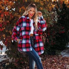 Blue And Red Plaid Colors. Oversized Fit. Red Long-sleeve Outerwear For Fall, Trendy Oversized Red Outerwear, Oversized Plaid Outerwear, Blue Long Sleeve Shacket For Fall, Red Long Sleeve Outerwear With Pockets, Red Oversized Outerwear With Pockets, Oversized Red Outerwear With Pockets, Red Long Sleeve Shacket For Fall, Red Oversized Outerwear For Spring