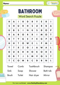 a bathroom word search puzzle for kids