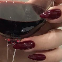 Glass Of Red Wine, Red Nail Polish, Red Nail, Nail Swag, Dream Nails, Pretty Acrylic Nails, Nails Short, Nail Arts, Red Aesthetic