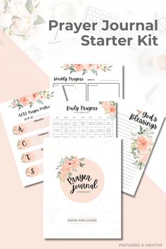 the prayer journal starter kit with pink flowers