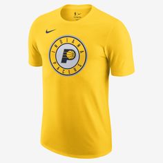 You have enough to worry about on game day—make your outfit choice simple. Get suited up for the season in this classic Indiana Pacers T-shirt. Yellow Crew Neck Top For Sports Events, Yellow Tops For Sports Events, Yellow Crew Neck Top For Team Spirit, Yellow Crew Neck Top For Sports Season, Casual Yellow Tops For Game Day, Yellow Crew Neck Fan Apparel Top, Yellow Crew Neck Top With Team Name, Yellow Logo Print Top For Fans, Yellow Logo Print Tops For Fan Merchandise