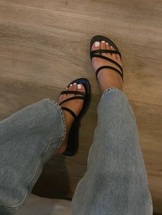 Sizing: Runs small, recommended to size up 1 size - Open toe - Strappy design - Approx. 1" heel Black Strappy Sandals Outfit, Low Heels Outfit, Strappy Sandals Outfit, Black Strappy Sandals, Heels Outfits, Sandals Outfit, Wide Boots, Open Toe Sandals, Christmas 2024