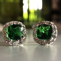 Step into a world of mesmerizing beauty with our exquisite 1.9 cwt Lab-Created Green Emerald & Topaz Cushion Earrings, crafted with love and adorned in 18k White Gold Plating. 💚 ✨ These earrings are a true gem, radiating elegance and charm, perfect for any occasion! Shop now and treat yourself or someone special to this dazzling treasure. 💎 #uniquefashionjewelryboutique #coreyartopia #jewelryshop #jewelryaddict #finejewelry #diamondjewelry Cushion Earrings, Glamorous Jewelry, Unique Fashion Jewelry, Fancy Stones, Topaz Stone, Green Emerald, Jewelry Lover, Stone Settings, Emerald Green