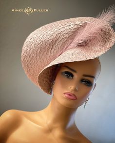 Feminine Pink Fitted Hat, Elegant Pink High Crown Hat, Feminine Fitted Pink Hat, Fitted Feminine Pink Hat, Elegant Pink Mini Hat With High Crown, Elegant Fitted Pink Cloche Hat, Feminine Adjustable Hats For Kentucky Derby, Feminine Adjustable Hat For Kentucky Derby, Elegant Pink Short Brim Straw Hat