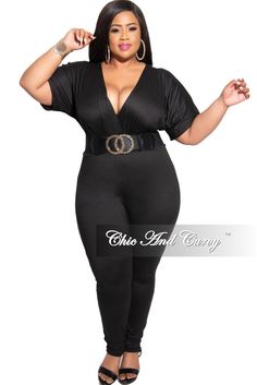 Chic And Curvy, Wrap Jumpsuit, Positive Body Image, Gold Belt, Gold Belts, Body Image, Deep V, All Fashion, Self Love