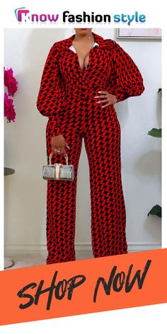 Red Fashion Casual Print Basic Turndown Collar Regular Jumpsuits Casual Red Long Sleeve Jumpsuit, Trendy Red Long Sleeve Jumpsuits And Rompers, Casual Red Long Sleeve Jumpsuits And Rompers, Casual Red Jumpsuits And Rompers For Work, Red Long Sleeve Jumpsuits And Rompers For Fall, Red V-neck Jumpsuit For Fall, Red Jumpsuit For Workwear In Fall, Red Jumpsuit For Work In Fall, Red Jumpsuits And Rompers For Work In Fall