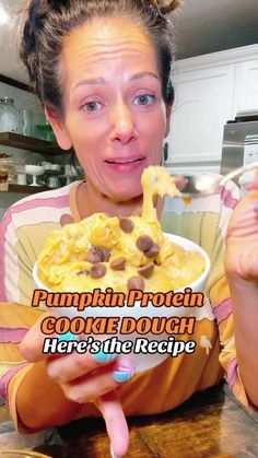 Pumpkin Protein Cookie Dough: 3:4 c Cottage Cheese, 1/2 c Pure Pumpkin, splash Vanilla, splash Lakanto Maple syrup, sprinkle of Swerve. Blend til smooth then fold in 2 scoops Protein Powder, palmful of Lily’s Choc Chips. Enjoy🧡 Devotion Nutrition #HealthyEating #healthyrecipes #food #foodie #cookiedough #cottagecheese #protein #weightloss #pumpkinseason | Tonya Spanglo | Tonya Spanglo · Original audio Tonya Spanglo Cottage Cheese, Tonya Spanglo, Keto Cookie Dough, Protein Powder Shakes, Pumpkin Protein, Protein Cookie, Recipe Pumpkin, Protein Pudding