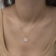 Introducing our exquisite Snowflake Necklace Diamond! Delicately crafted with a Magnolia Flower design it's the perfect gift for Mom. Elegant timeless and sure to dazzle on any occasion. Add a touch of sophistication to your ensemble today!• Material: High-Quality Solid 925 Sterling Silver• Finish: Sterling Silver Rose Gold or Gold• A special piece you'll treasure• High-quality materials and attention to detail• Our jewelry is designed With 🖤️ In NY Snowflake Necklace, Magnolia Blossom, Necklace Diamond, Magnolia Flower, Perfect Gift For Mom, Silver Rose Gold, Flower Necklace, Flower Design, Solid 925 Sterling Silver