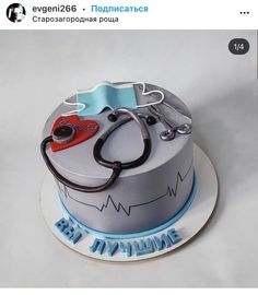 a cake with a stethoscope on top of it