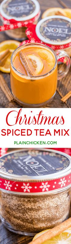 christmas spiced tea mix with oranges and cinnamon