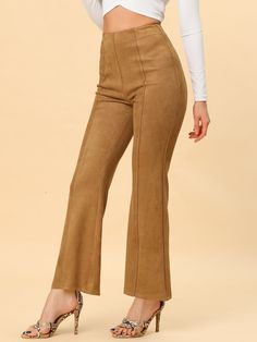 Shop Allegra K for Faux Suede Wide Leg Casual Business Flared Bell Pants you are looking for, get more women's Pants for yourself. Order now! Free Returns！ Bell Pants, Pants Brown, Bell Bottom Pants, Summer Pants, Modern Lifestyle, Bell Bottom, Wide Legs, Brown Fashion, Cropped Top