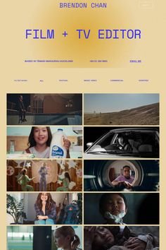 a screen shot of the film and tv editor website, with multiple images on it