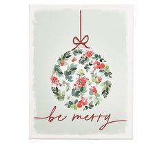 a christmas ornament hanging from a red string with the words be merry written on it