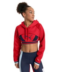 Https://Us.Puma.Com/Us/En/Pd/Varsity-Cropped-Cover-Up-Womens-Hoodie/517069 It's Called The Varsity Cropped Cover Up Hoodie Nwot Msrp $70 Purchased From Puma Website At Full Price. Too Late To Return. Features: * 1. Drycell Moisture-Wicking Technology And An Adjustable Three-Panel Hood 2. Raglan Sleeves 3. Open-Hole Mesh Overlays At Hood And Sleeves 4. Colour Blocked Trim At Cuffs Material: * Cuff: 54% Nylon, 37% Polyester, 9% Elastane Shell Inner Surface: 100% Polyester Tried It On Once, Couldn' Red Hooded Top For Sports Season, Red Hooded Sports Top, Sporty Red Activewear For Winter, Sporty Red Activewear For Fall, Sporty University Red Hoodie Top, University Red Sporty Hoodie Top, Red Winter Sweatshirt For Gym, Casual Red Hooded Activewear, Red Winter Sweatshirt For The Gym