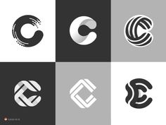 six different logos designed to look like the letter c