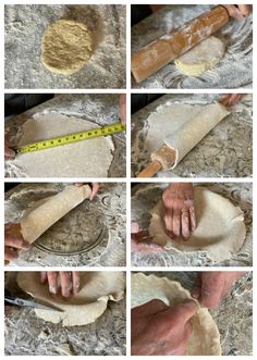 the process of making pizza dough is shown here