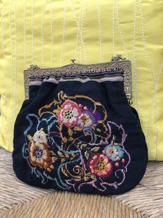 "Thank You If You Favored One of My Items! You Will Receive 10% Off an Item of Your Choice, Unless It is on Sale, CODE17. Thank you. 1920's PETIT POINT Bags/Petit Point Handbags/Petit Point Purses/20's Handbags/Needlepoint Purses/Antique Purses/Near MINT Condition 1920's Morgan Reeves Petit Point Handbag Ornate Purse Frame in Brass Gorgeous Pansy Design and a Pretty Stripe Pattern Around the Sides and Bottom Patented February 9, 1926 (engraved on the inside top of the frame) You open this Lovely Retro Embroidered Evening Bags, Handmade Multicolor Formal Bags, Victorian Black Rectangular Bag, Antique Handmade Multicolor Bags, Antique Multicolor Handmade Bags, Vintage Embroidered Pouch Bag, Vintage Multicolor Rectangular Coin Purse, Antique Multicolor Rectangular Bag, Antique Multicolor Rectangular Bags