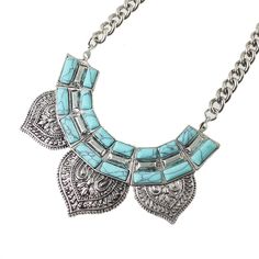 Ethnic Style Necklace Antique Silver Multilayer Chain with Turquoise Collar Multilayer Necklace, Statement Collar Necklace, Necklace Antique, Multi Layer Necklace, Choker Necklaces, Ethnic Style, Ethnic Fashion, Turquoise Jewelry, Alibaba Group