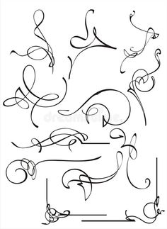 a set of calligraphy letters with swirls and scrolls on white background royalty illustration