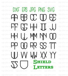 the letters and numbers are outlined in green