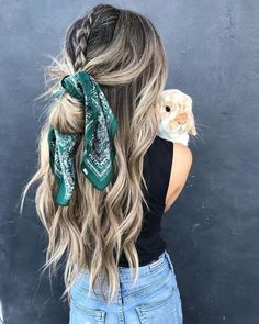 Scarf Trends, Styles Ideas, Long Blonde, Trending Hairstyles, Long Blonde Hair, Hair Dos, Scarf Hairstyles, Braid Styles, Hair Day