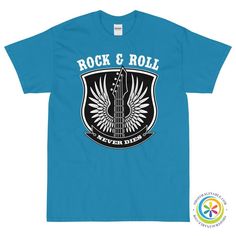 Rock & Roll Never Dies Unisex T-Shirt-ShopImaginable.com Canvas Boots, Rock On, Great Design, Hooded Blanket, Rock Roll, Staple Pieces, No Matter What, Shoulder Taping, Jersey Fabric