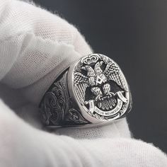 33rd Degree Scottish Rite Masonic Ring - Sterling Silver Metals Type: Silver Metal Stamp: 925,Sterling Item Weight: 15 grams Item Type: Rings We ship worldwide to 185 countries! Please allow 1-2 business weeks for your order to arrive. Masonic Ring, Men Jewelry, Men's Rings, Metal Stamping, Sterling Ring, Types Of Metal, Metallic Silver, Sterling Silver Rings, Ring Size