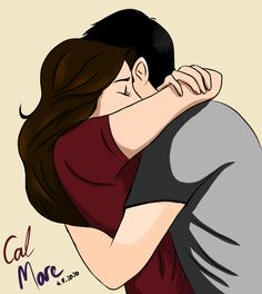 a drawing of a couple hugging each other