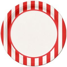 a red and white striped paper plate